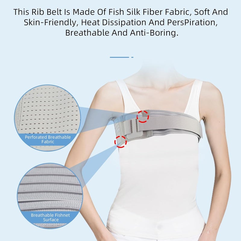 Malloraned Rib Brace for Women,Breathable Men Rib Compression Wrap for Cracked Ribs and Broken Rib,Chest Binder and Rib Protector (Medium) - Image 5